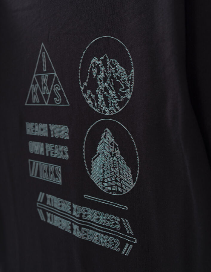 T-shirt noir bio visuels encre picots réfléchissants garçon