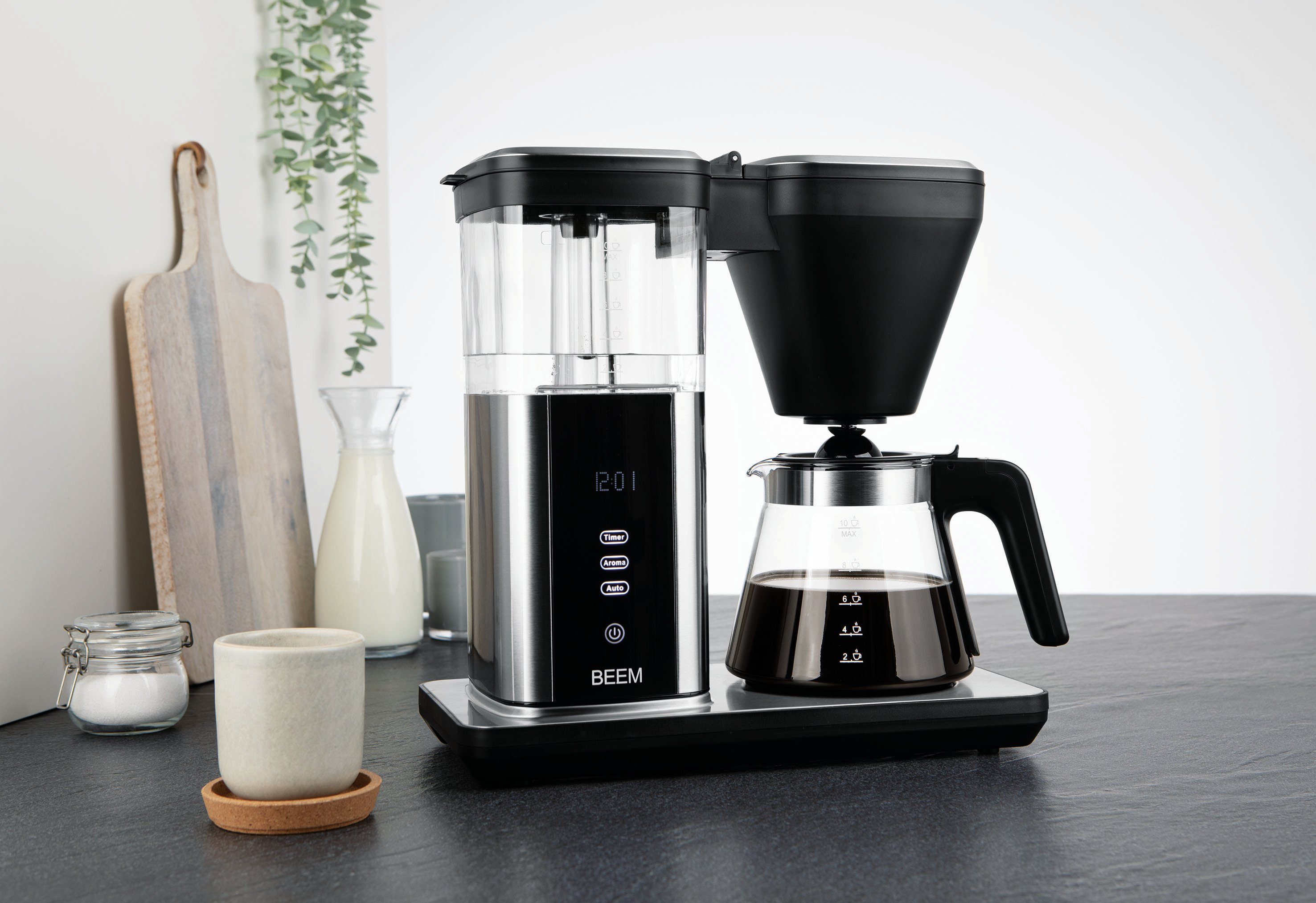 BEEM Filterkaffeemaschine Direct-Brew Glas, 1,25l Kaffeekanne, Papierfilter 1x4