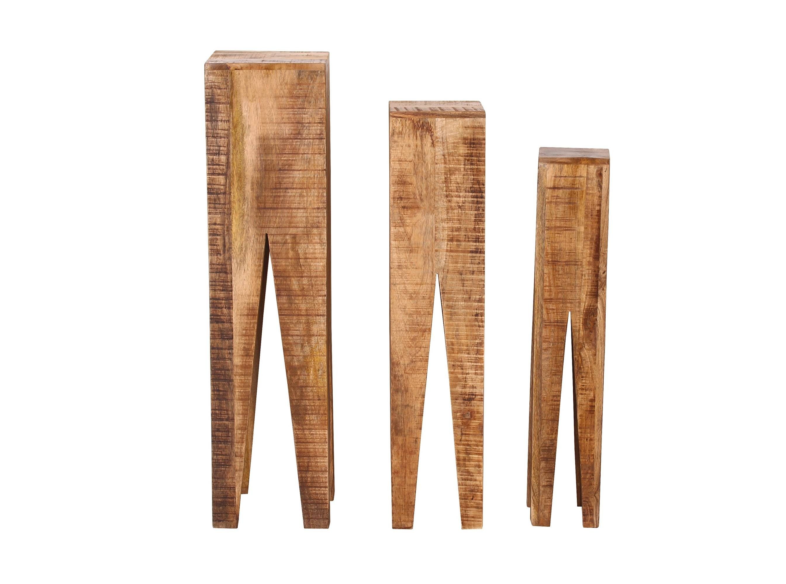 GMD Living Blumenhocker BHOPAL (3er Set, 3 St), Blumensäulen aus massivem Mangoholz, T25 x B25 x H100 cm