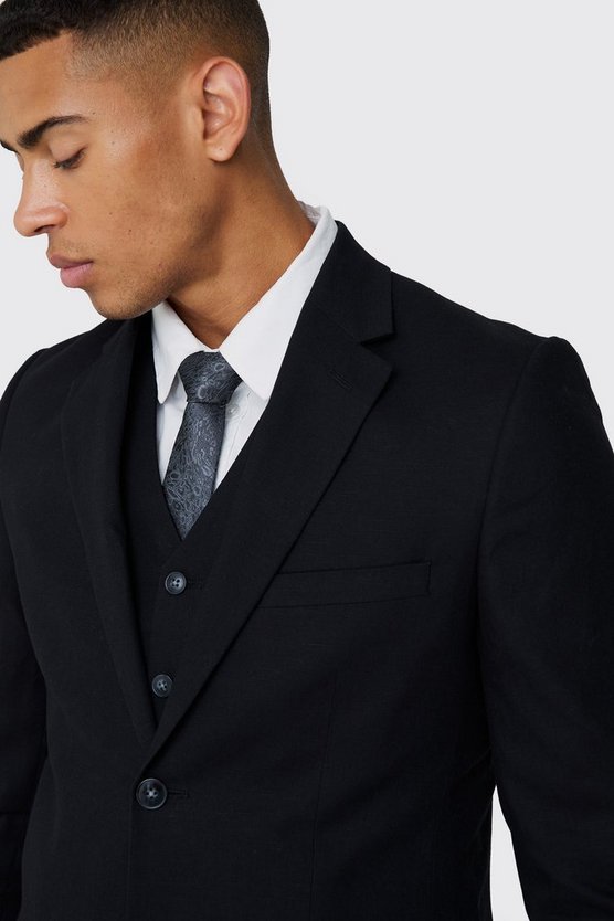 Mix & Match Slim-Fit Blazer aus Leinen-Mischung