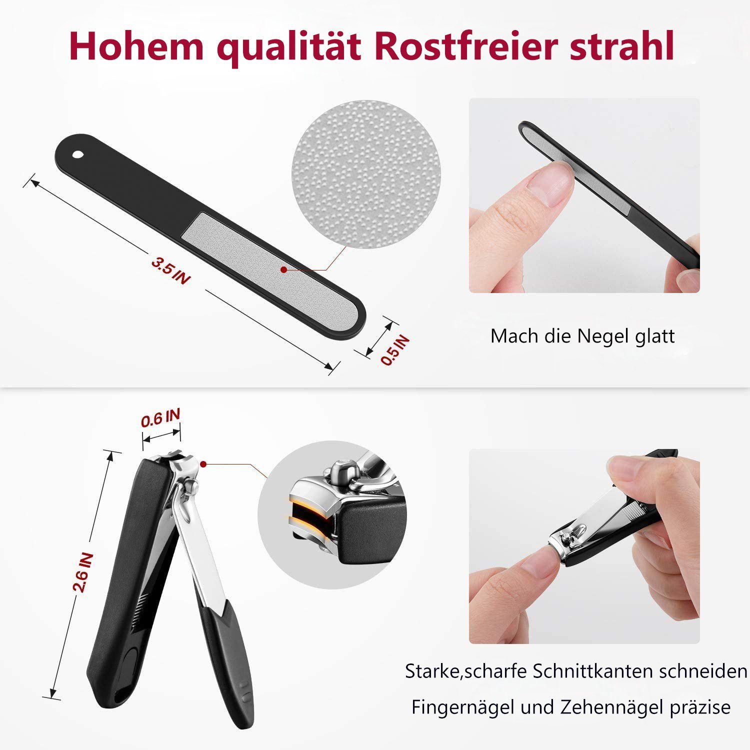Ailiebe Design Nagelknipser-Set, 6-tlg., Edelstahl