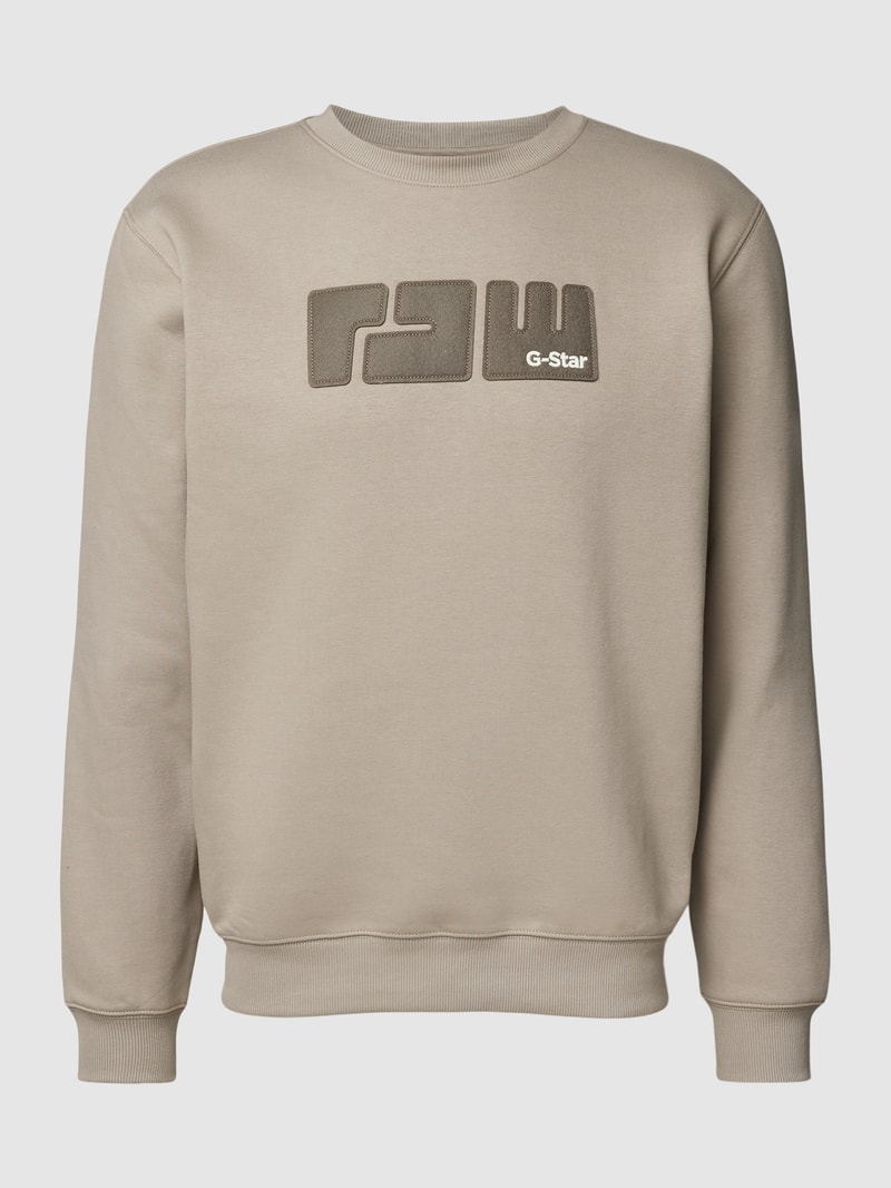 Sweatshirt mit Label-Stitching Modell 'RAW.' in beige