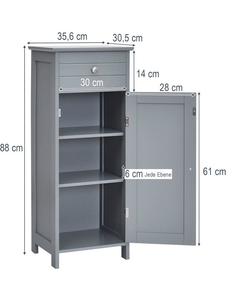 COSTWAY Badezimmerschrank in Grau günstig kaufen onesize