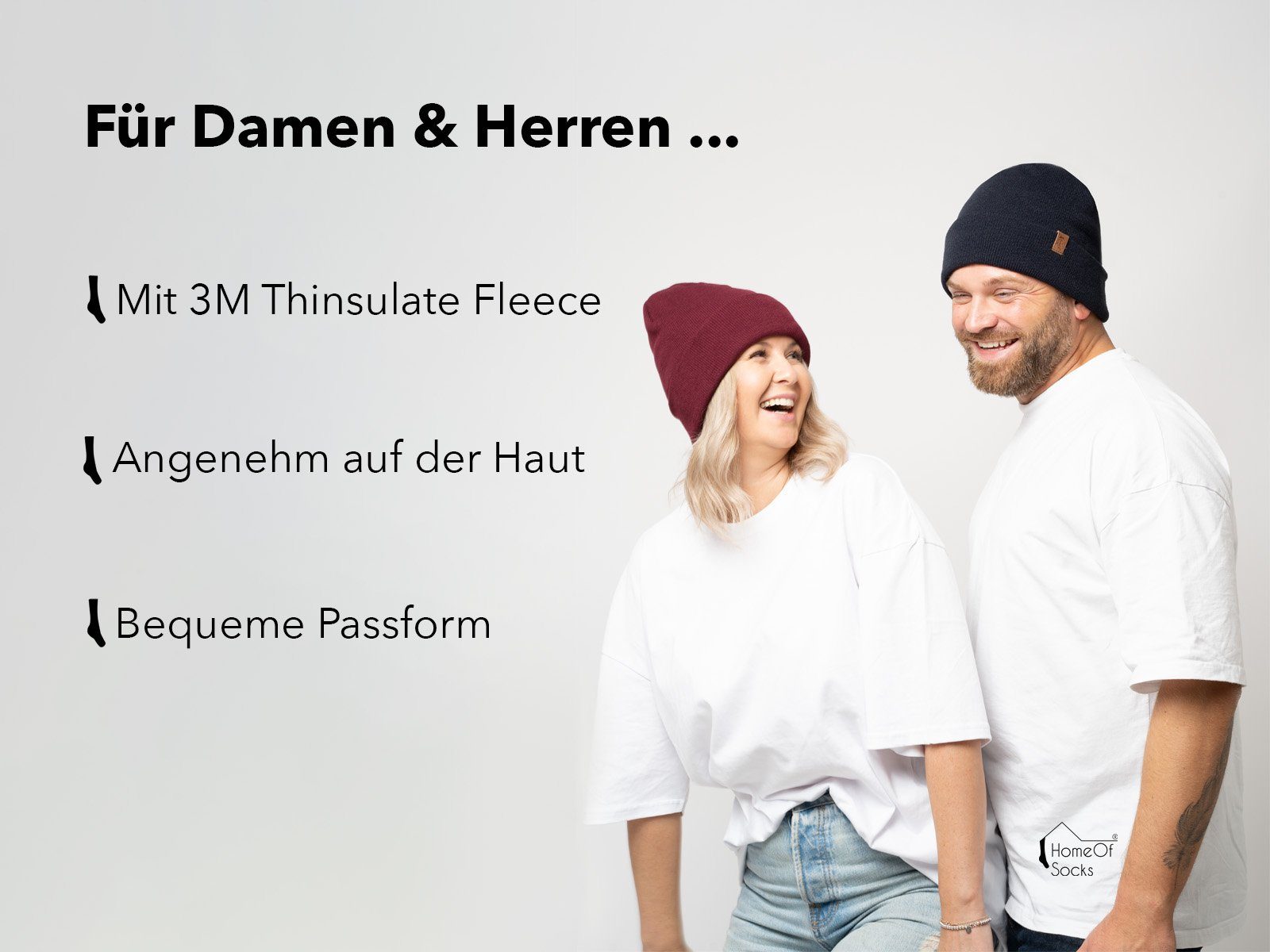 HomeOfSocks Beanie Beanie Mütze Damen Herren THINSULATE Wasserdichte Fleece Warm Winter mit Umschlag