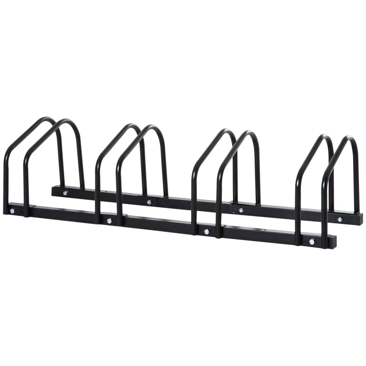 HOMCOM Fahrradständer Radständer Mehrfachständer Aufstellständer Fahrrad Ständer wetterfest langlebig Boden- und Wandmontage Stahl bis 4 Fahrräder Schwarz 110 x 33 x 27 cm