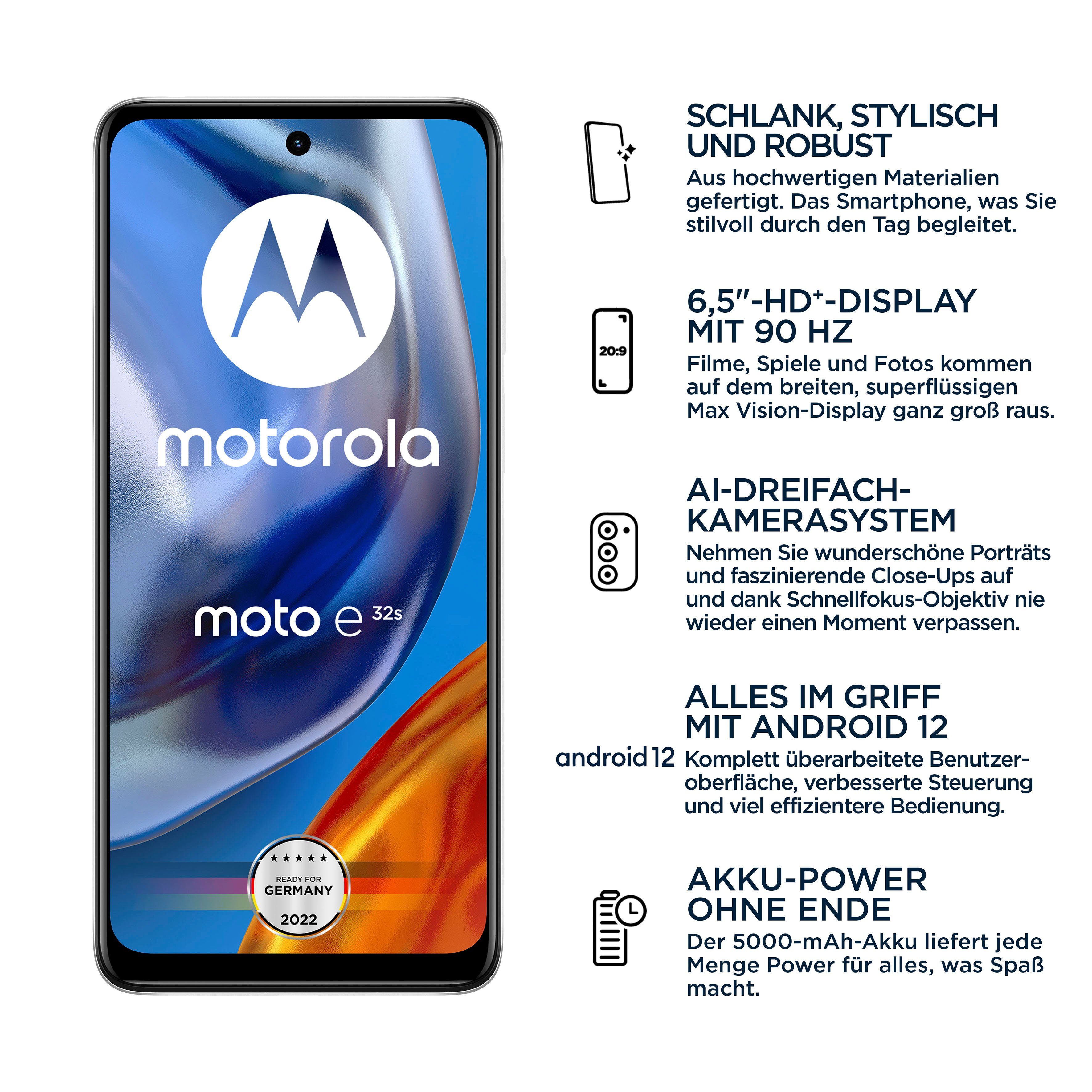 Motorola E32s Smartphone (16,51 cm/6,5 Zoll, 32 GB Speicherplatz, 16 MP Kamera)