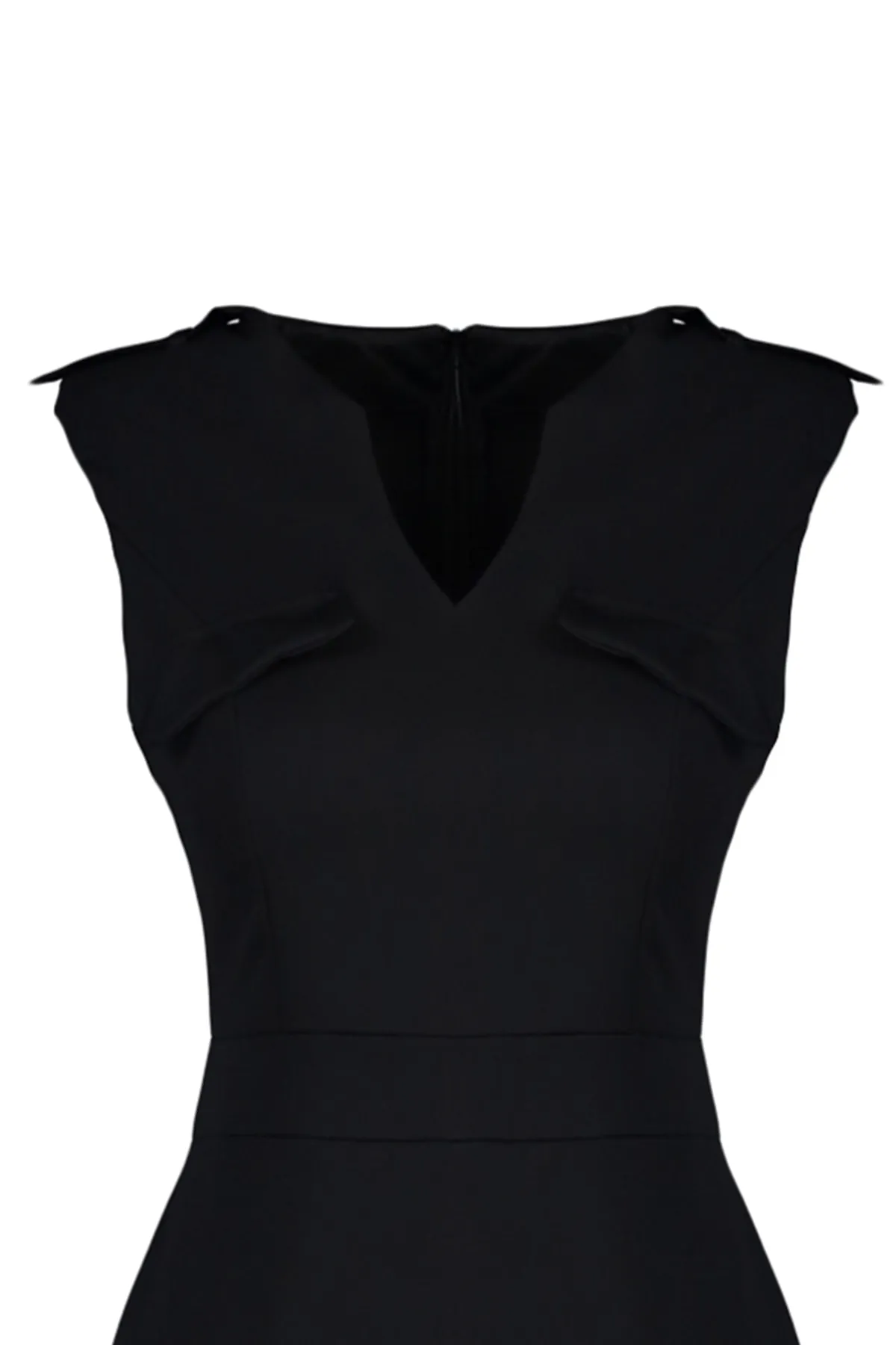 Trendyol Collection  Schwarzes, stilvolles, gewebtes Midi-Kleid mit Taschendetails TWOAW23EL00231