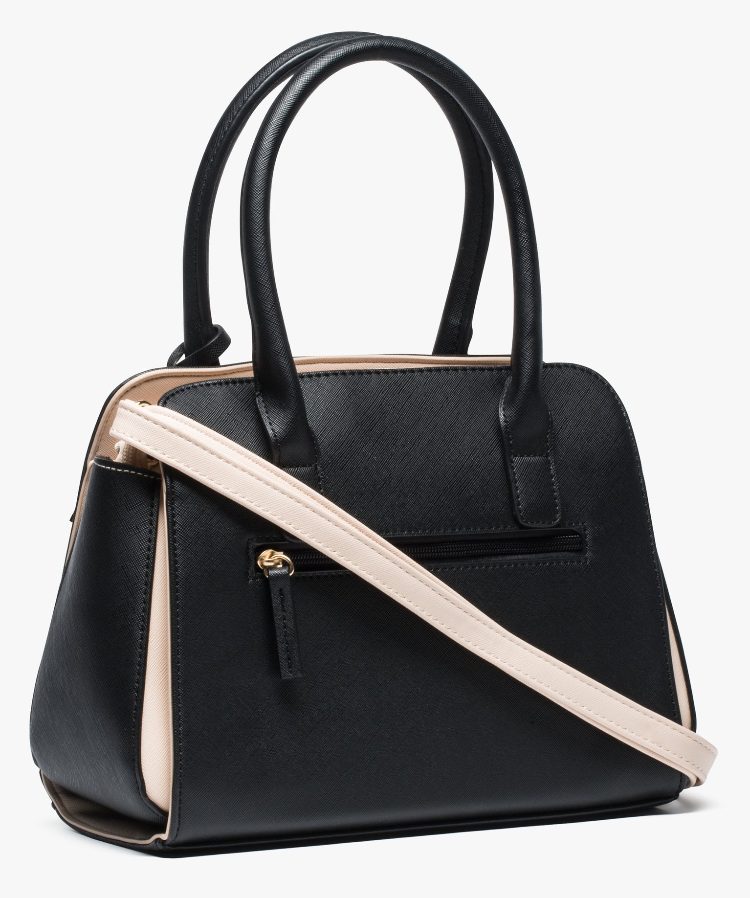 Sac à main femme forme trapèze bicolore noir | GEMO