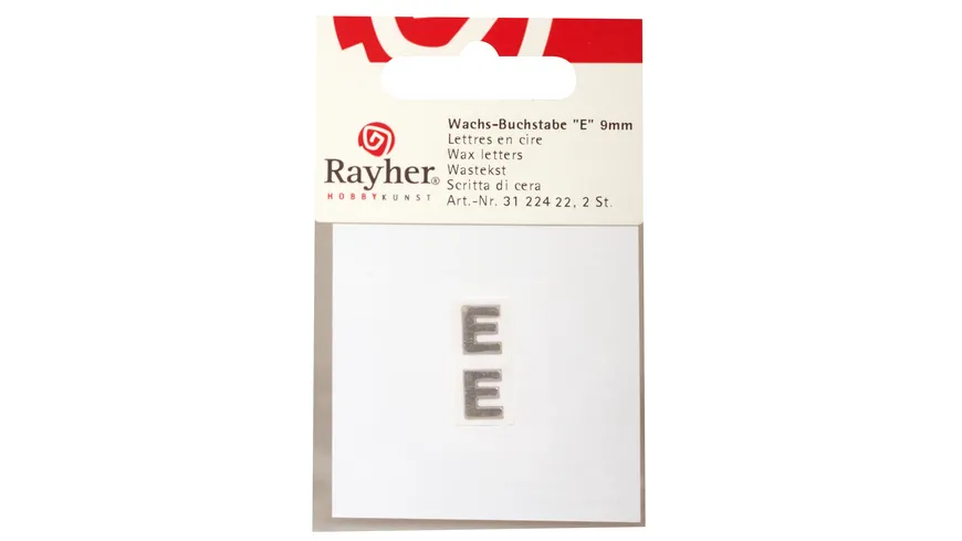 Rayher Wachsbuchstaben -E- silber 9mm 2Stück