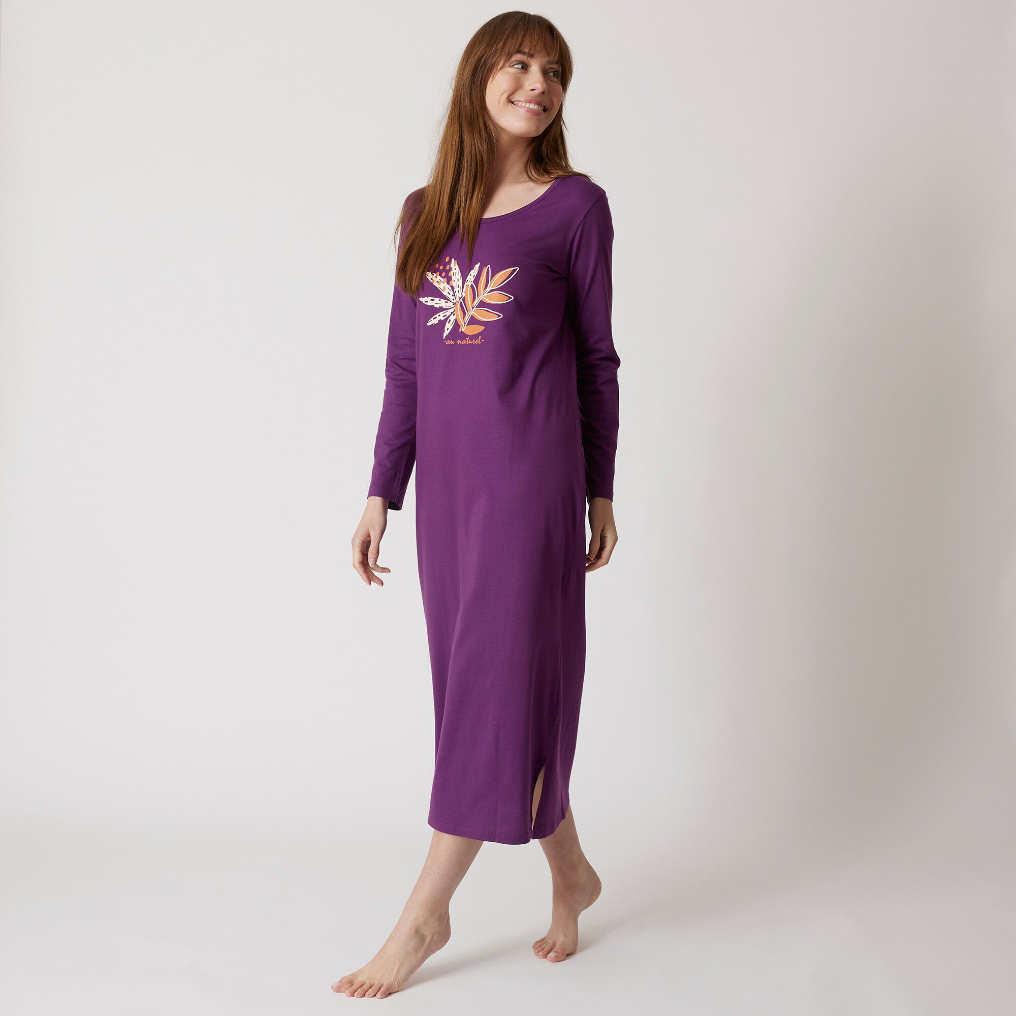 Chemise de nuit longue longues motif «au naturel »