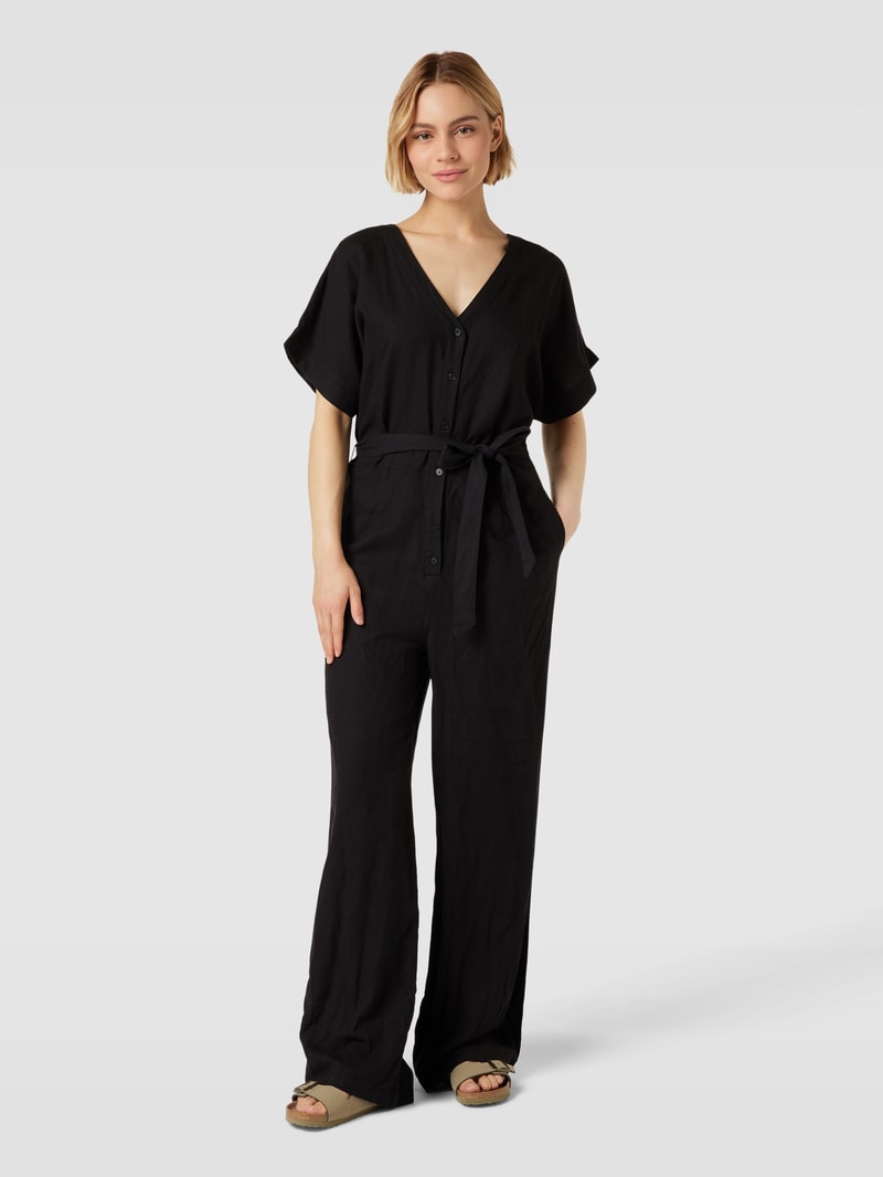 Jumpsuit mit Leinen-Anteil Modell 'Falakka' in schwarz