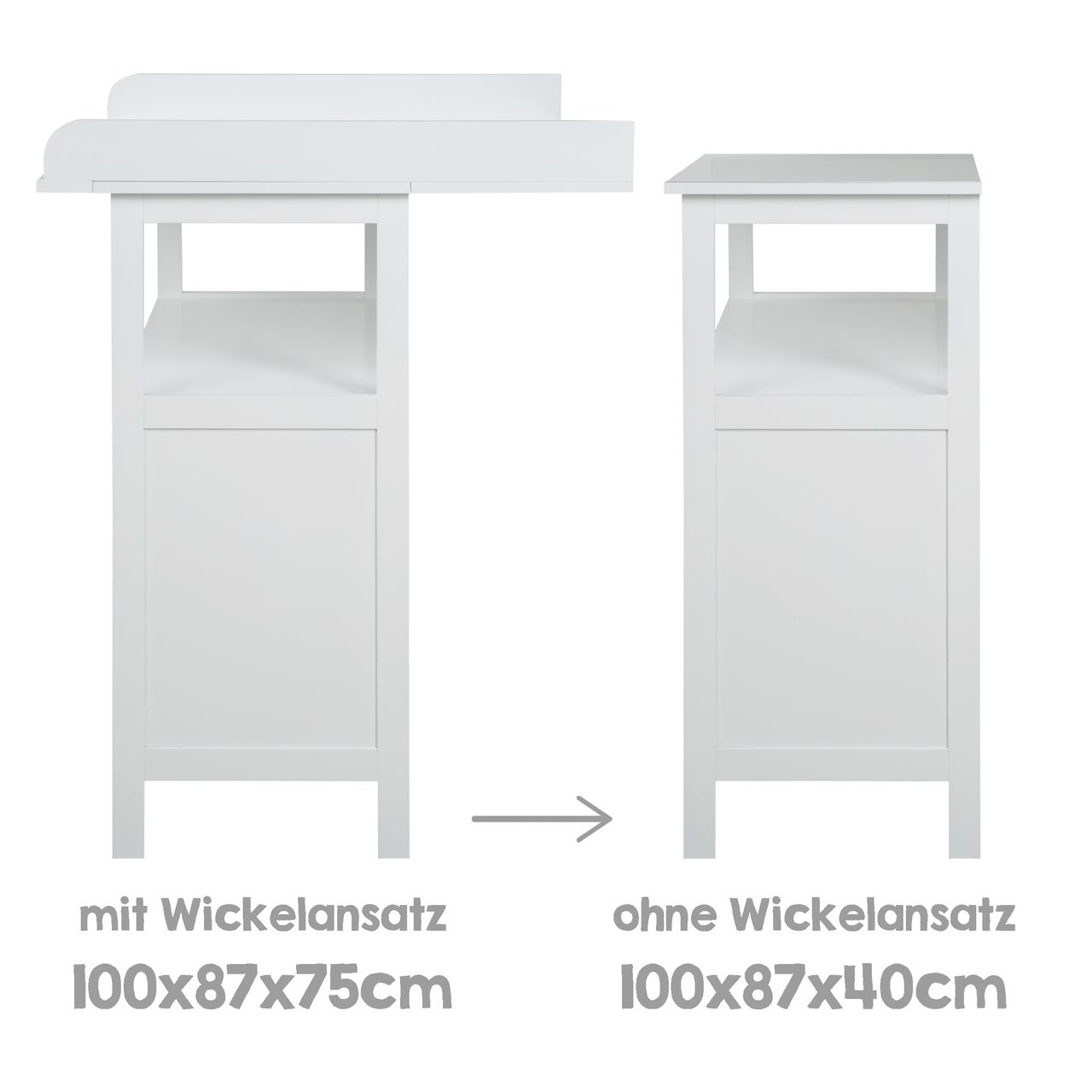 Roba Wickelkommode 'Hamburg' mit Ansatz, 2 Schubladen, 2 Boxen, Wandbefestigung, Wickelhöhe 92 cm