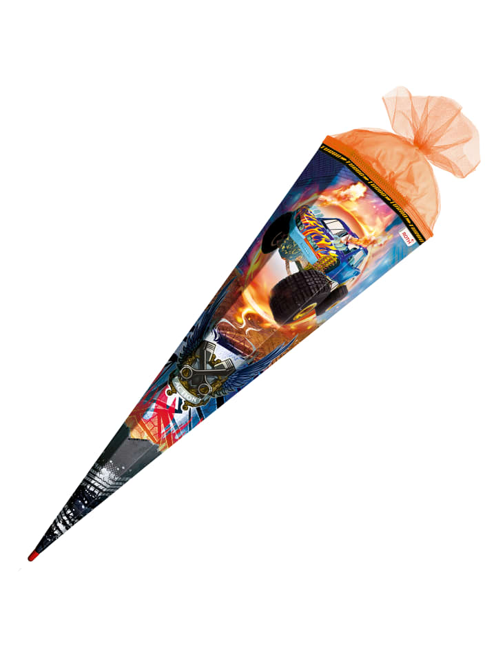 ROTH Schultüte groß Monstertruck Fire85 cm, Spezialborte Glanz in Orange günstig kaufen onesize