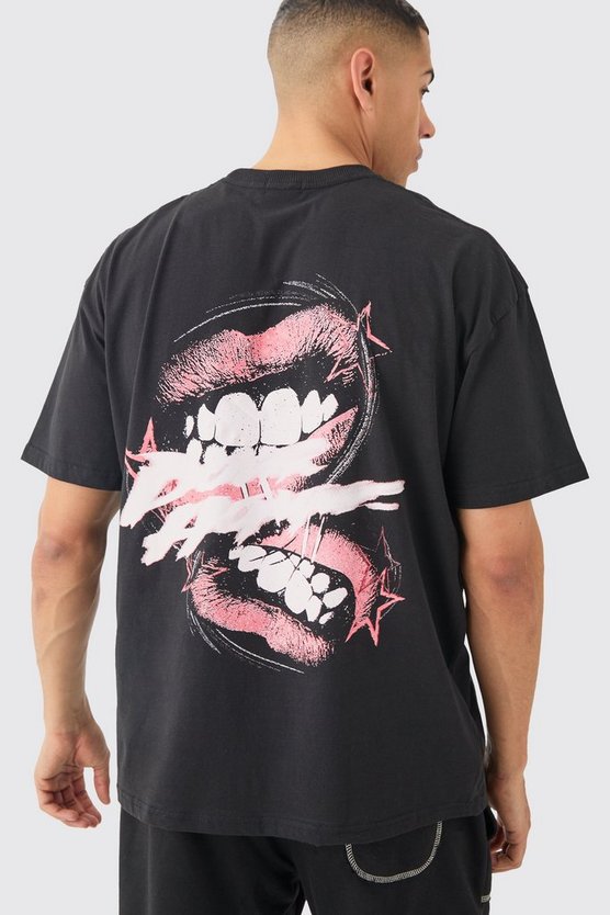 Oversize T-Shirt mit Lippen-Print