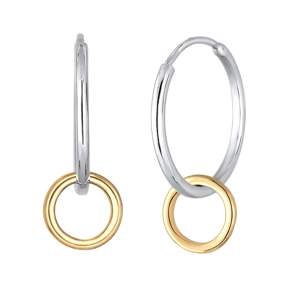 Elli Elli Boucles d'Oreilles Hänger Kreis Geo Look Basic Bi-Color 925 Silber Boucles d'oreilles