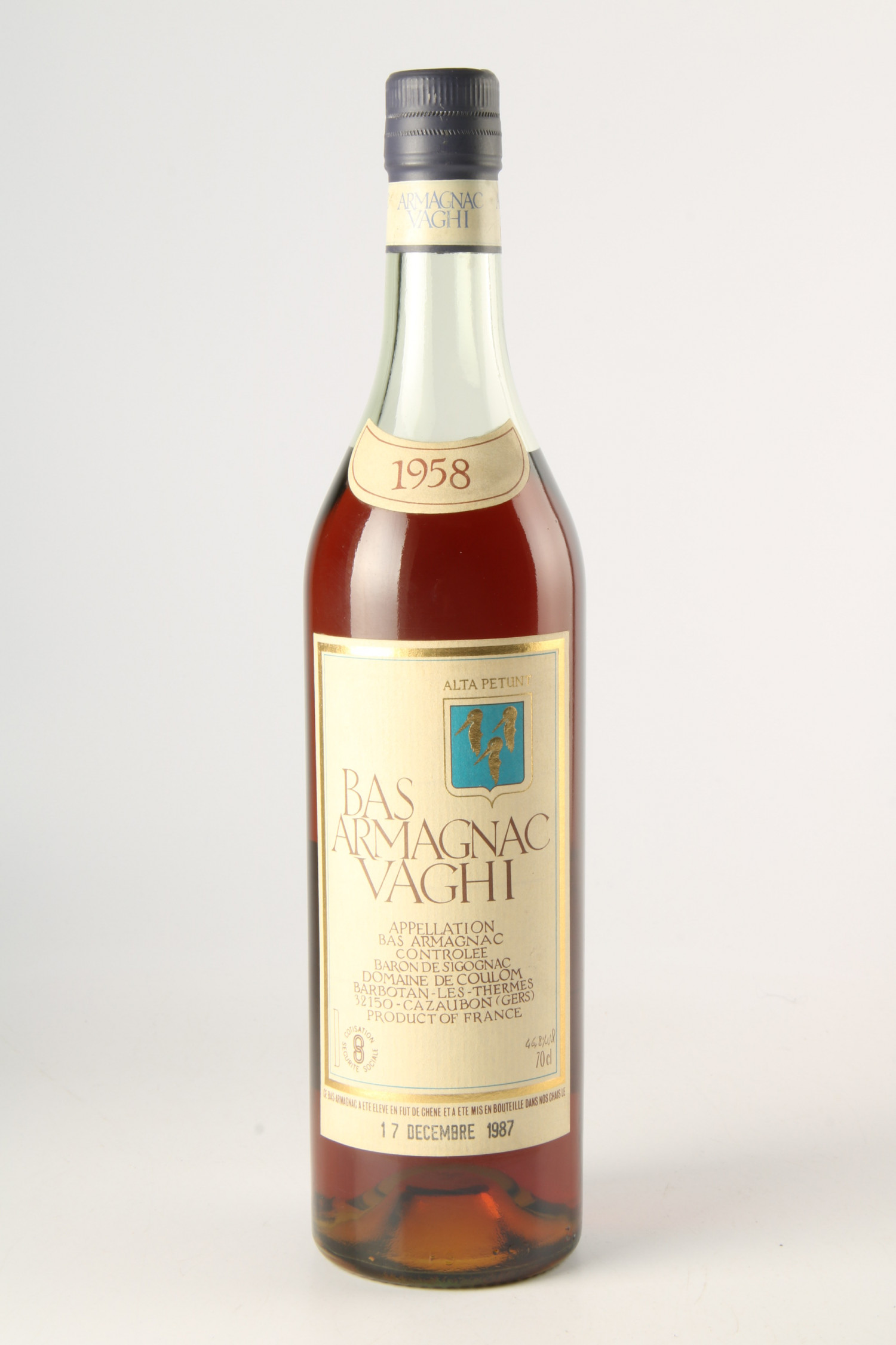 Vin 1958 VAGHI Bas Armagnac 1958, Armagnac. Vin ancien - SoDivin