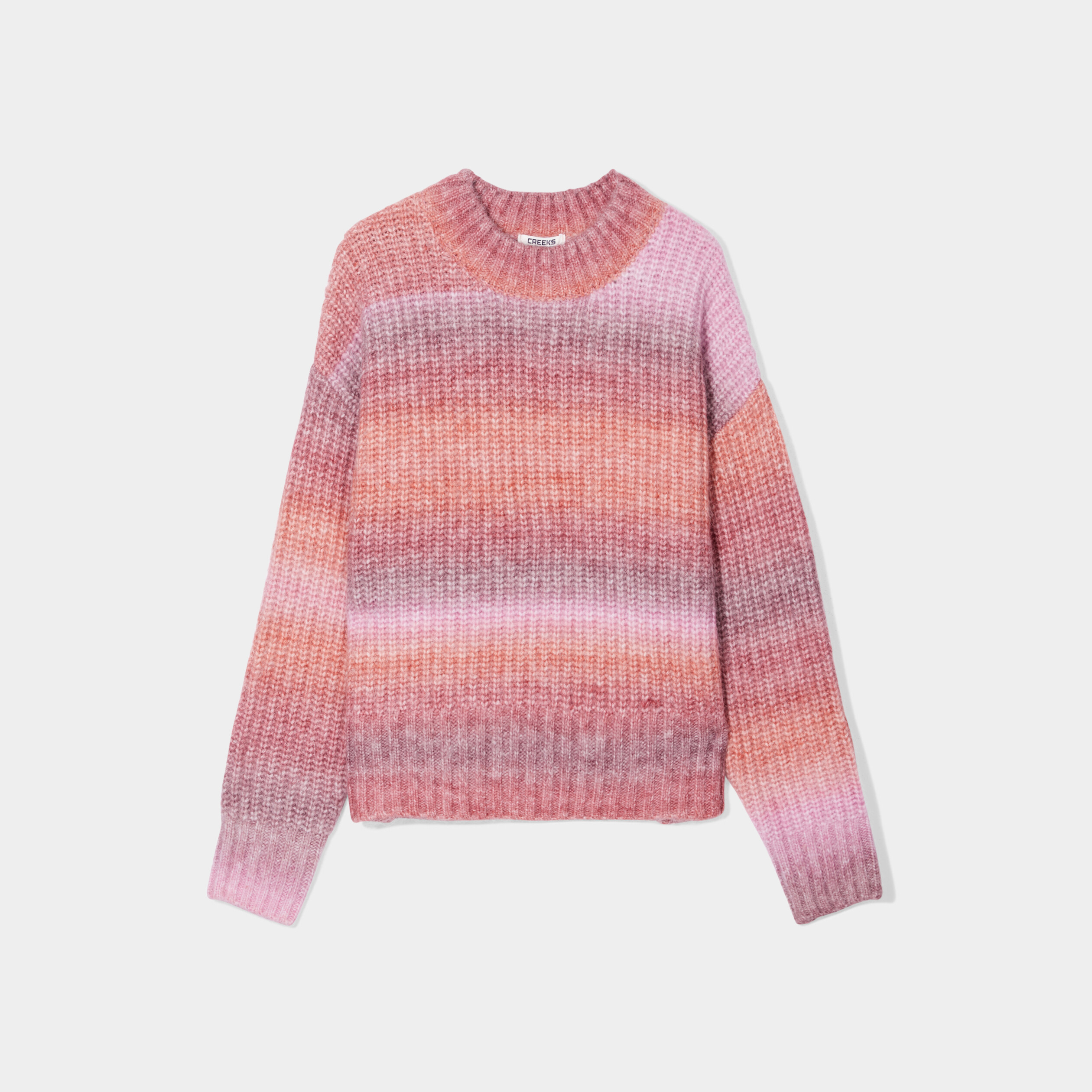 Pull col rond manches longues rose framboise femme | La Halle