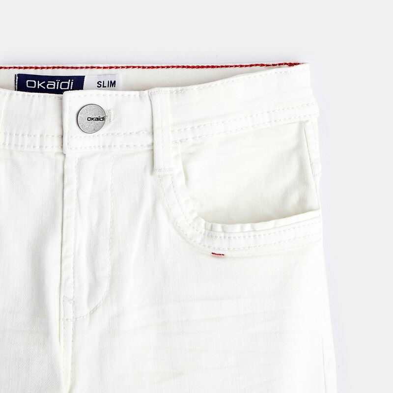 Pantalon slim en toile uni blanc garçon