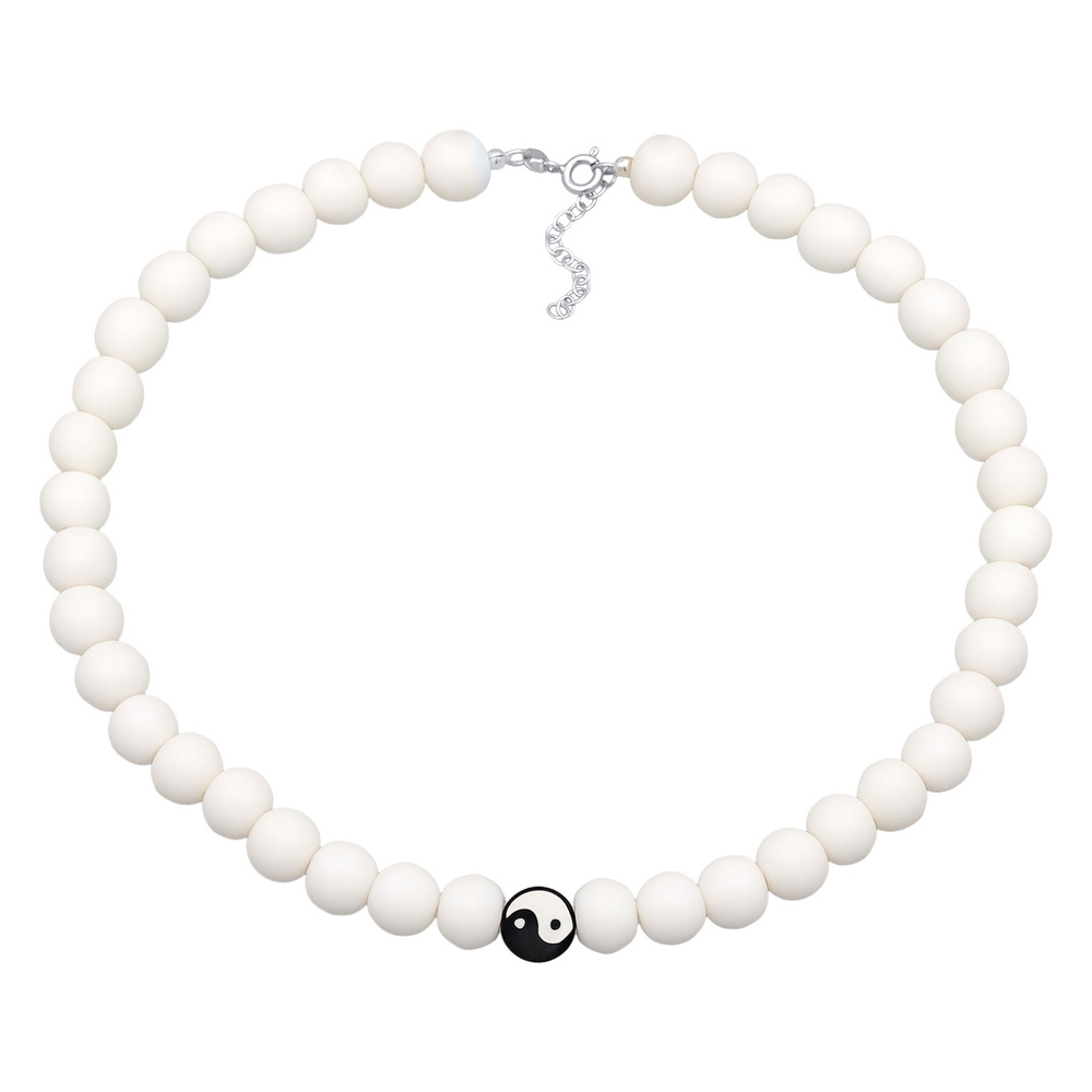 Elli Elli Collier Femmes Symbole Ying-Yang Bead avec des perles de résine en argent st collier