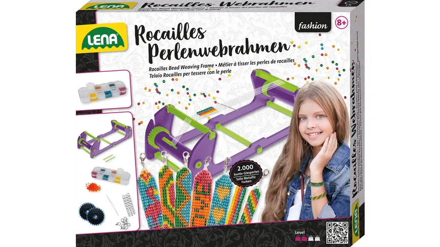 Lena - Rocailles Perlenwebrahmen, Faltschachtel
