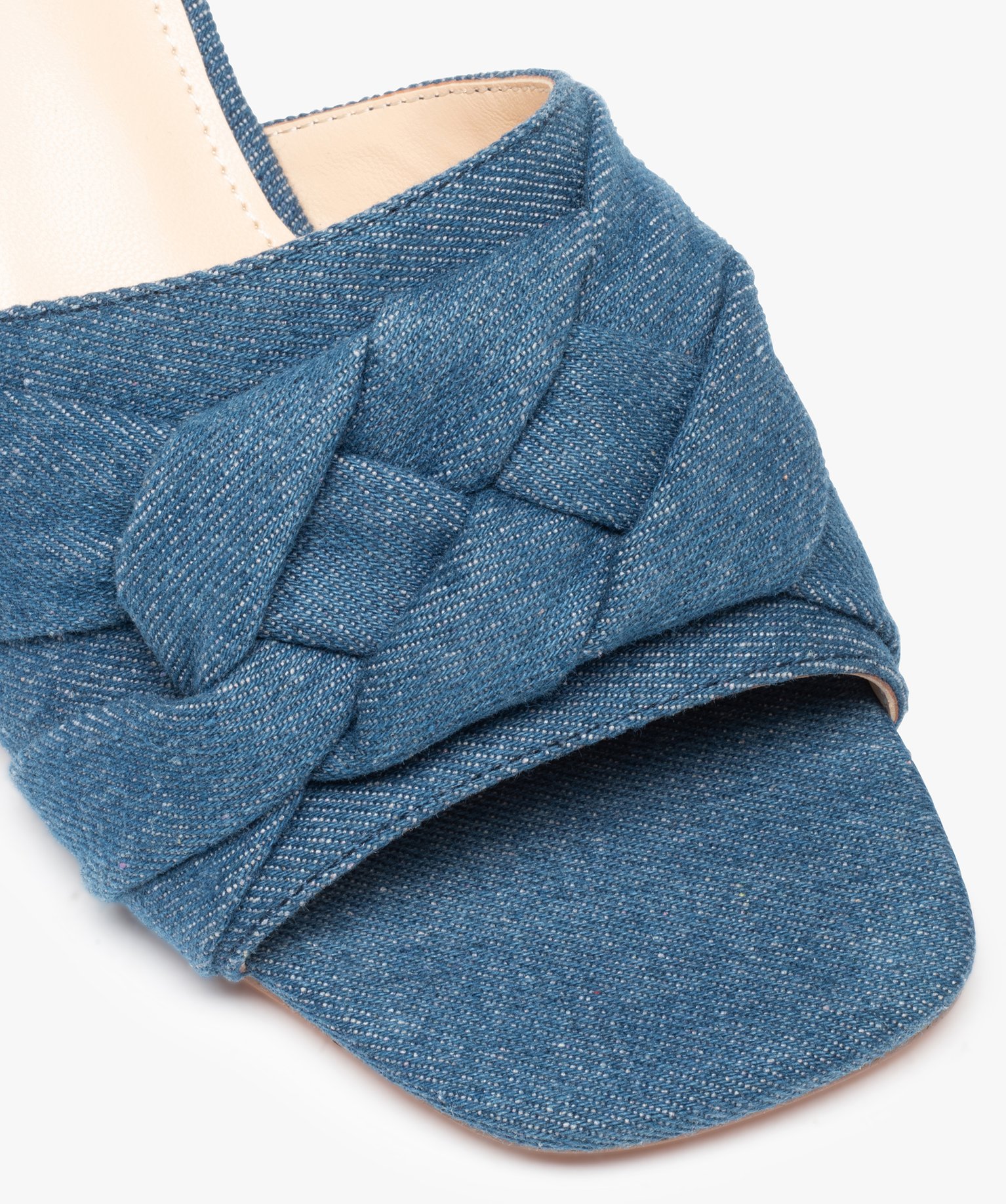 Mules femme à talon dessus tressé en denim denim | GEMO