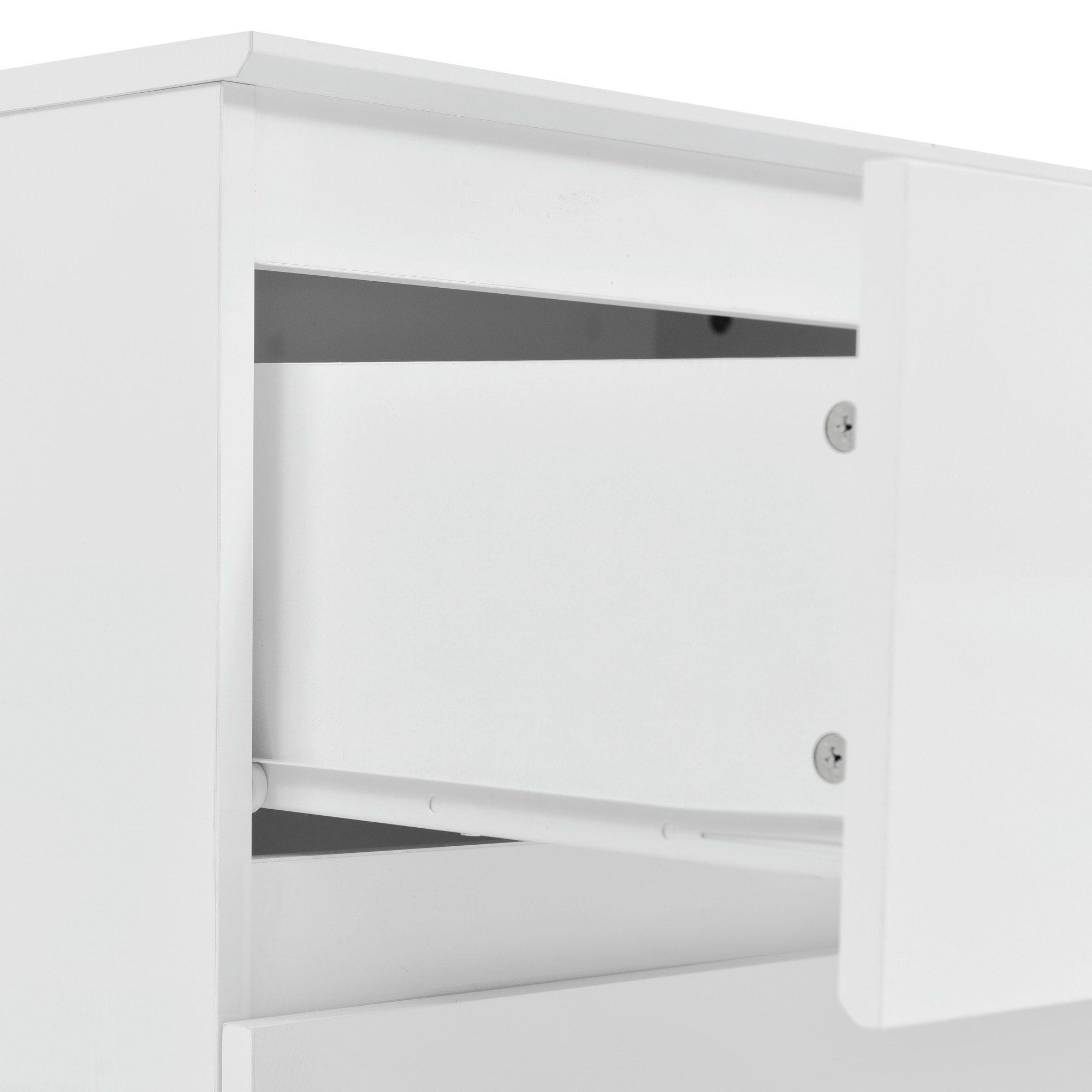 OKWISH Sideboard Schubladenkommode (Kommode mit 6 Schubladen 130CM, Weiß -B130/T40 /H88cm), Highboard Weiss Sideboard für Schlafzimmer & alle Wohnräume