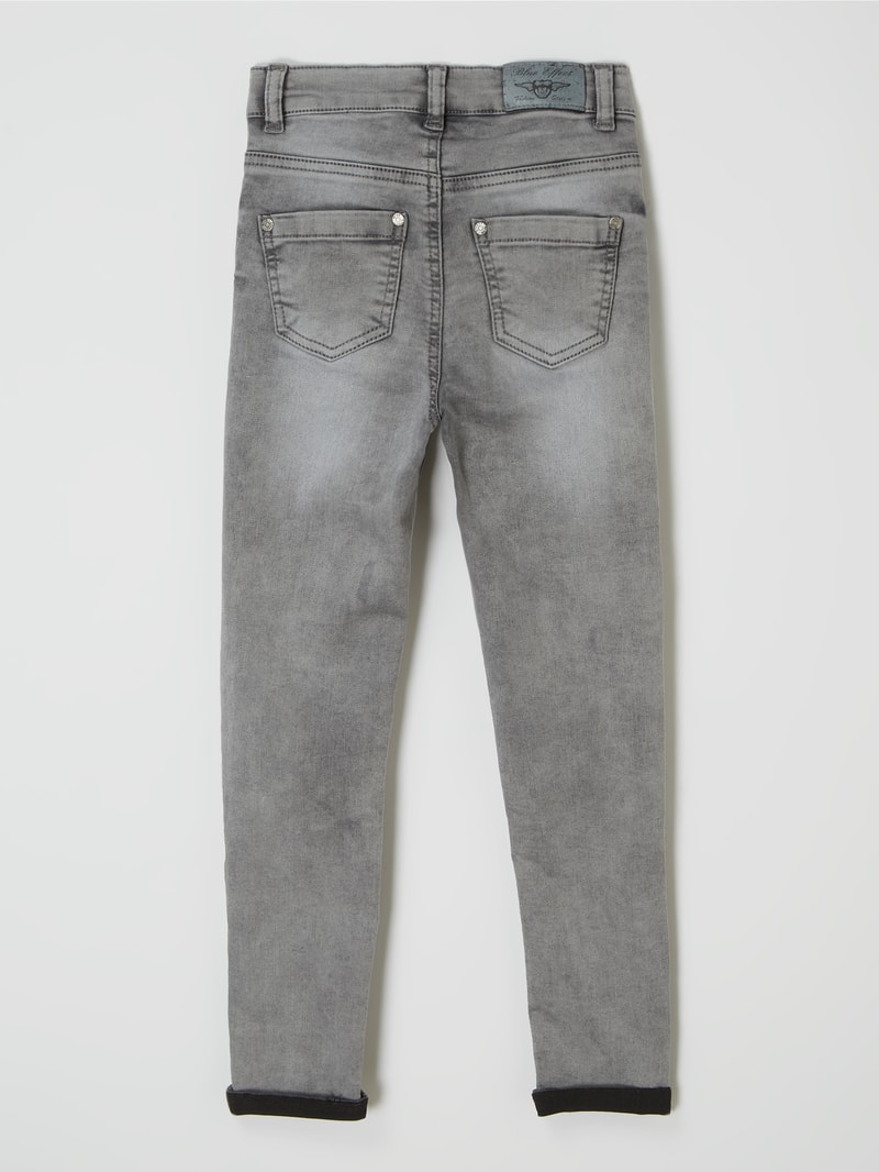 Cropped High Waist Jeans mit Stretch-Anteil in mittelgrau meliert