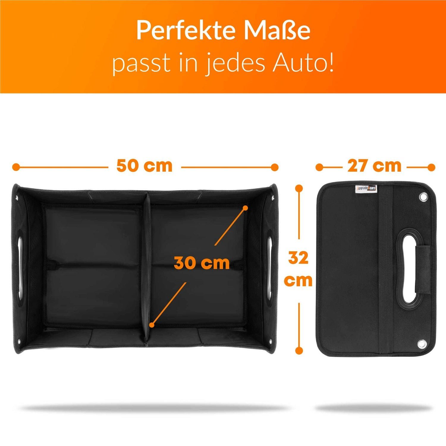 Upgrade4cars Rücksitzorganizer Kofferraum Organizer mit Klett Kofferraumtasche für Einkauf, Aufbewahrung Universal Falt-Box Klein & Stabil Auto-Zubehör Gadget