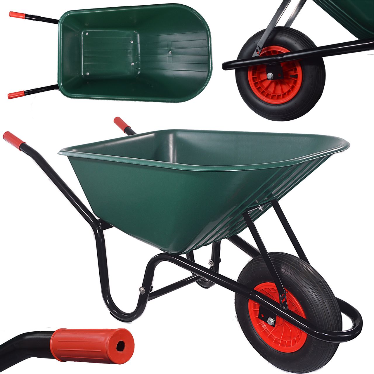 TroniTechnik GARMIO® Schubkarre 85 Liter bis 150 kg Garten Bauschubkarre,Gummi-Luftreifen Felge - Kunststoff