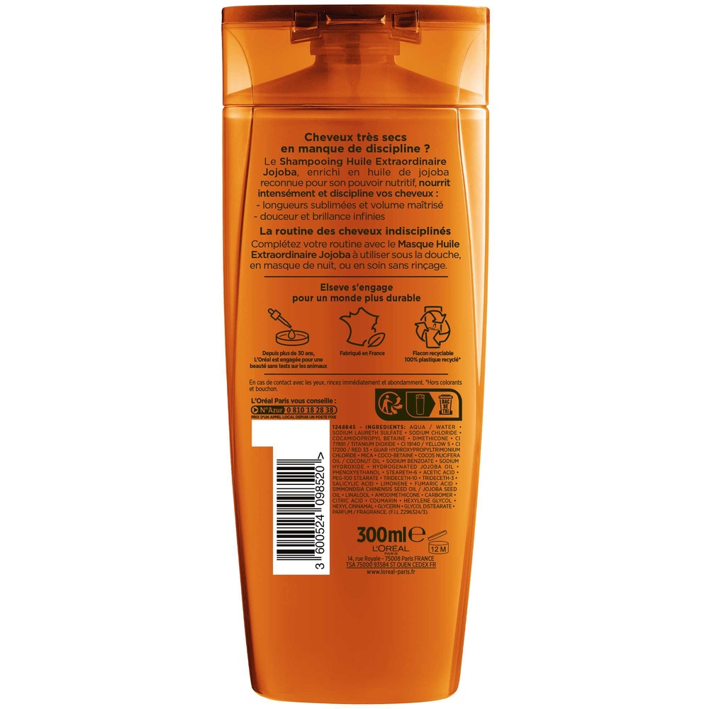 L'Oréal Paris Elseve Huile Extraordinaire Shampoing Jojoba 250ml Shampoing cheveux secs