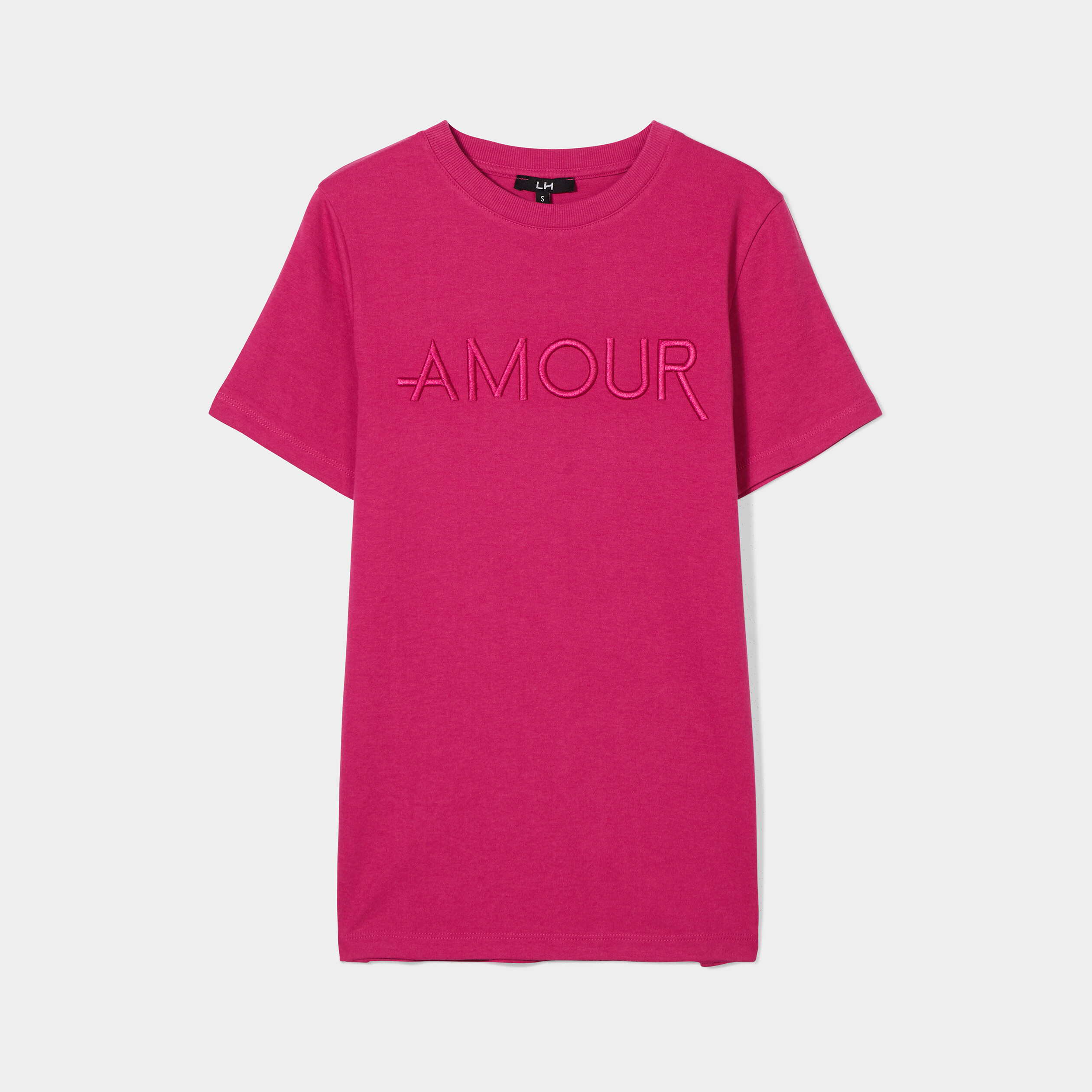 T-shirt droit manches courtes rose fushia femme | La Halle