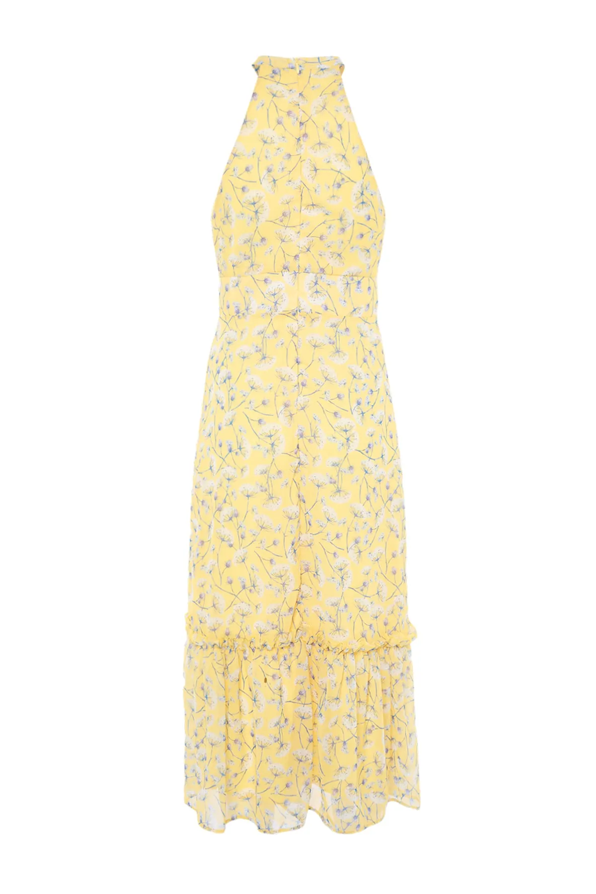 Trendyol Collection  Gelbes Midi-Kleid mit Blumenmuster und A-Schnitt TWOSS19LJ0200