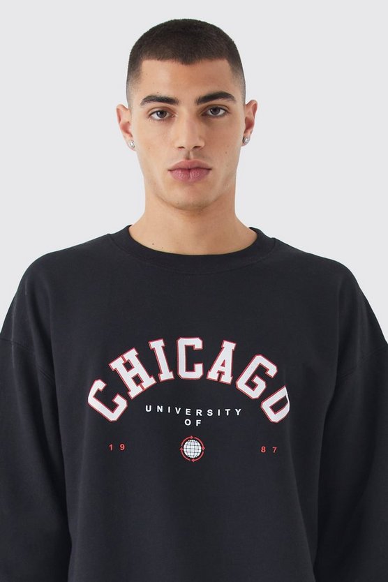 Oversize Sweatshirt mit Chicago-Print