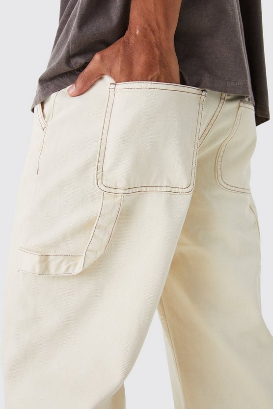 Lockere Jeans mit Kontrast-Naht
