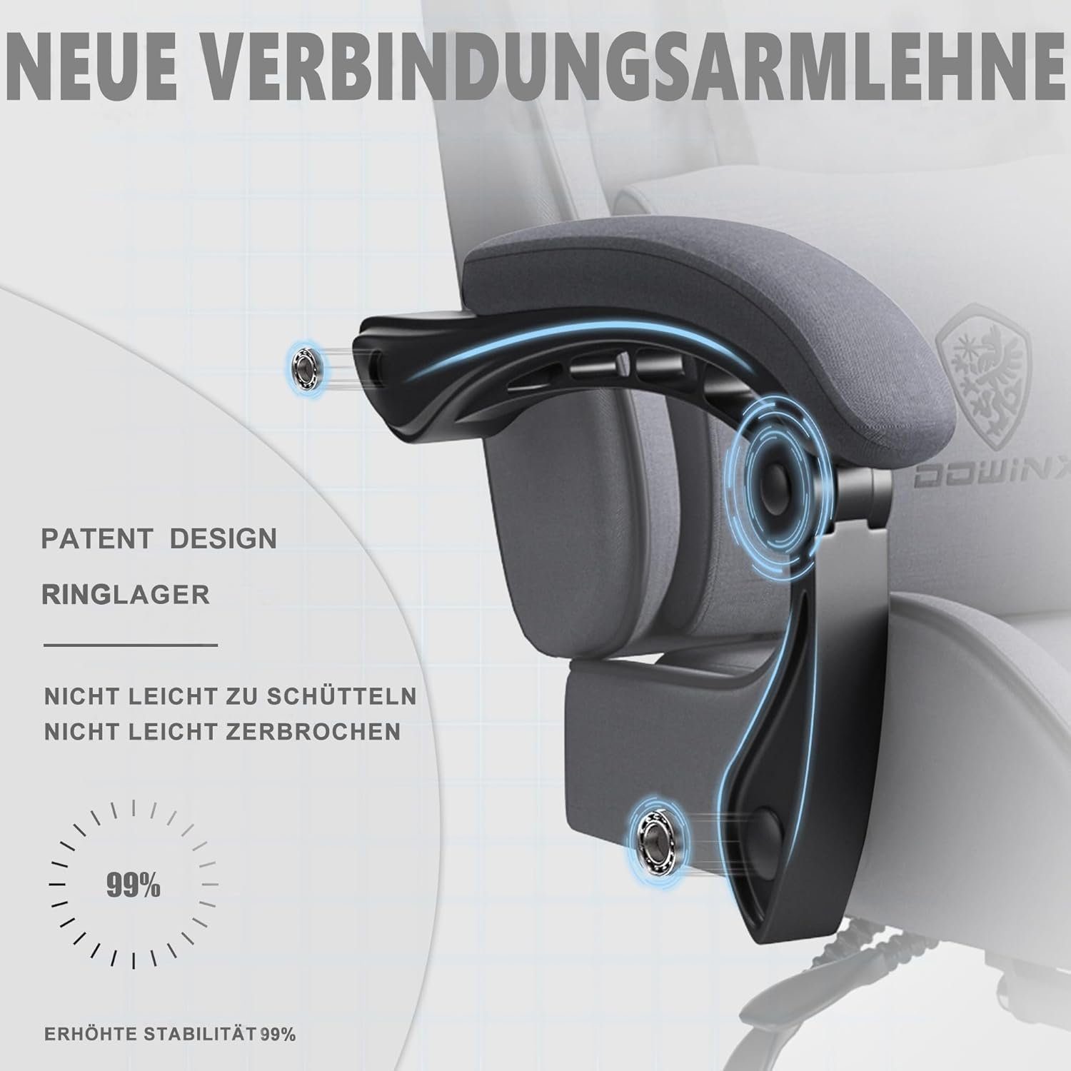 Dowinx Gaming-Stuhl Gaming Stuhl Bürostuhl Ergonomisch, Lendenkissen verstellbar (150 kg Belastbar, Zockerstuhl, Zocker, Sessel Gaming, 1 St), Pc Sessel, Computerstuhl, Computer Stuhl, Zockersessel