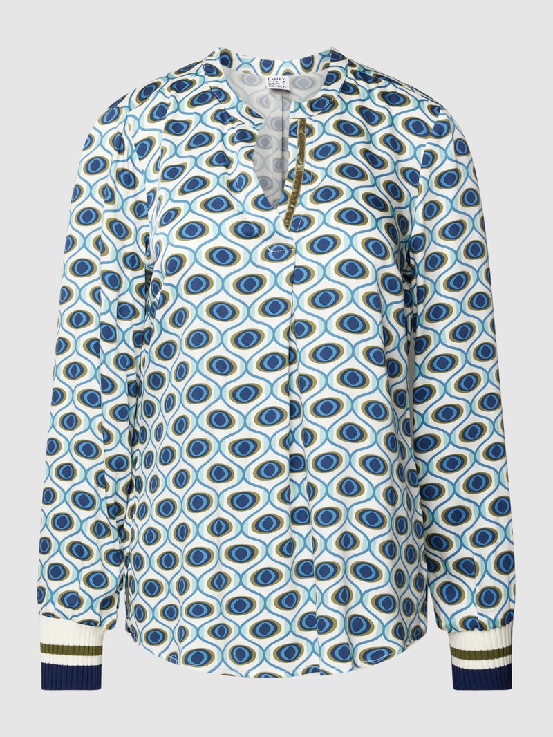 Bluse mit Allover-Muster in petrol