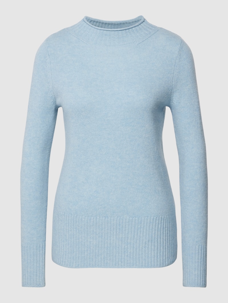 Strickpullover aus Wolle mit Stehkragen in bleu