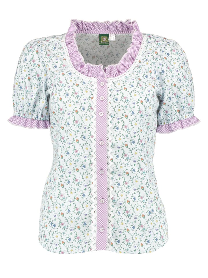OS-Trachten Trachtenbluse Lurina in mittelblau günstig kaufen