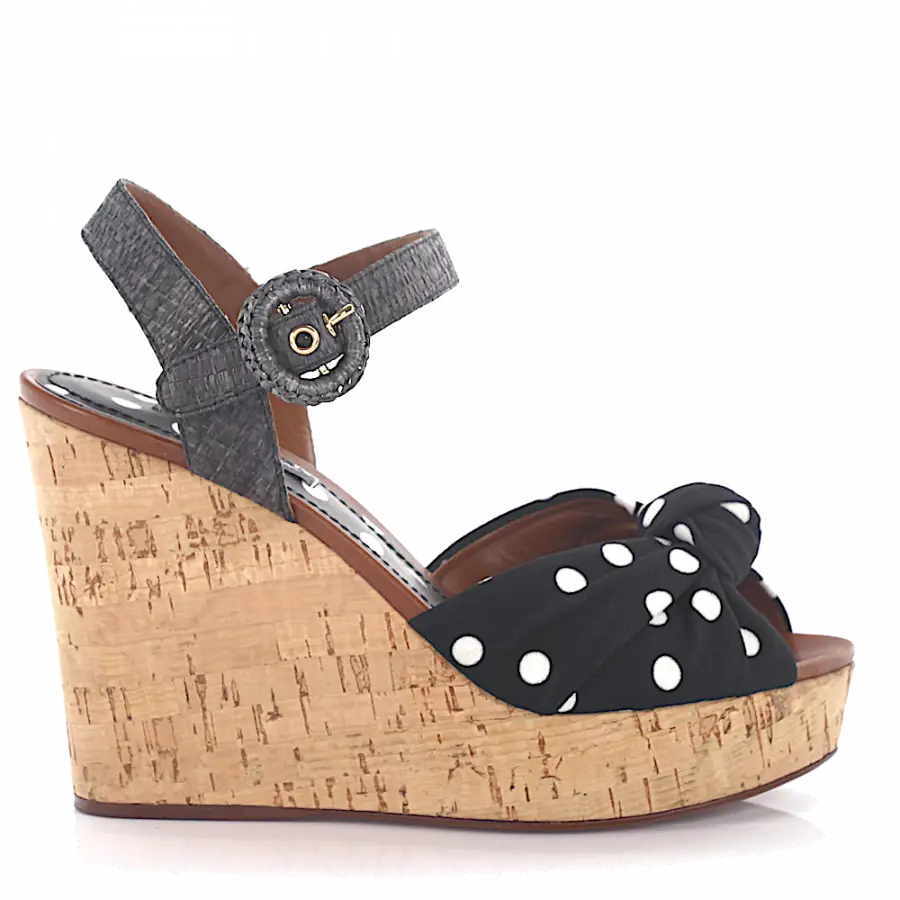 Dolce & Gabbana - Keilsandaletten Punkte schwarz-kombi weiß - schwarz