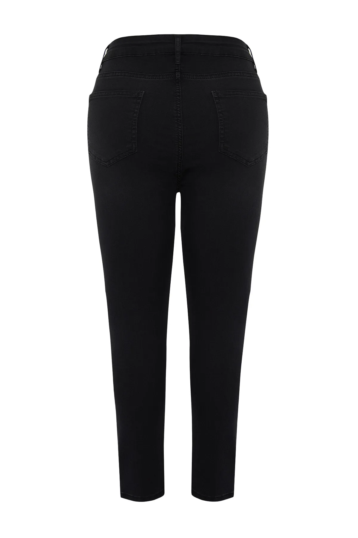 Trendyol Curve  Schwarze, superdehnbare Skinny-Jeans mit hoher Taille und Ausdünnungseffekt TBBSS24CJ00029