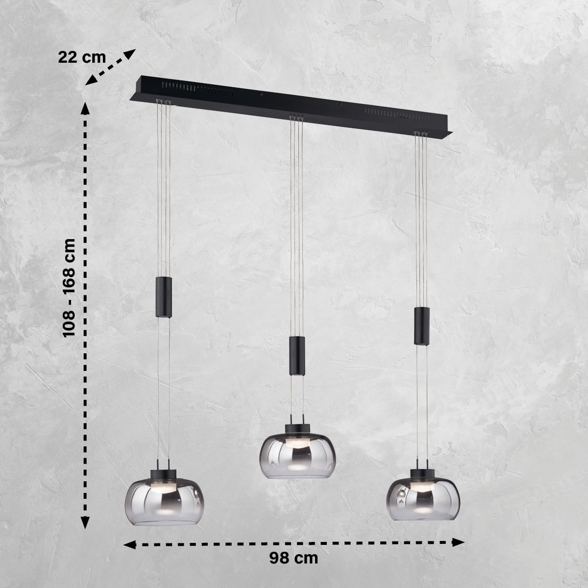 Fischer & Honsel 3-flg LED Pendelleuchte Arosa