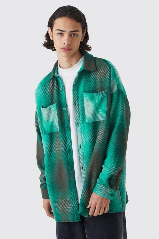 Kariertes Oversize Overshirt mit Knopfleiste