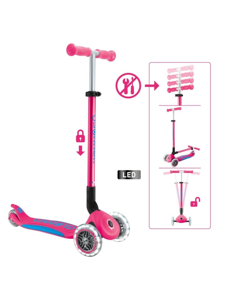 GLOBBER Roller Scooter primo Klappbar Plus Lights fuchsia pink-hellblau, 3-9 Jahre günstig kaufen onesize