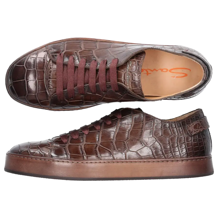 Santoni - Sneaker low 20756 Krokodilleder - braun