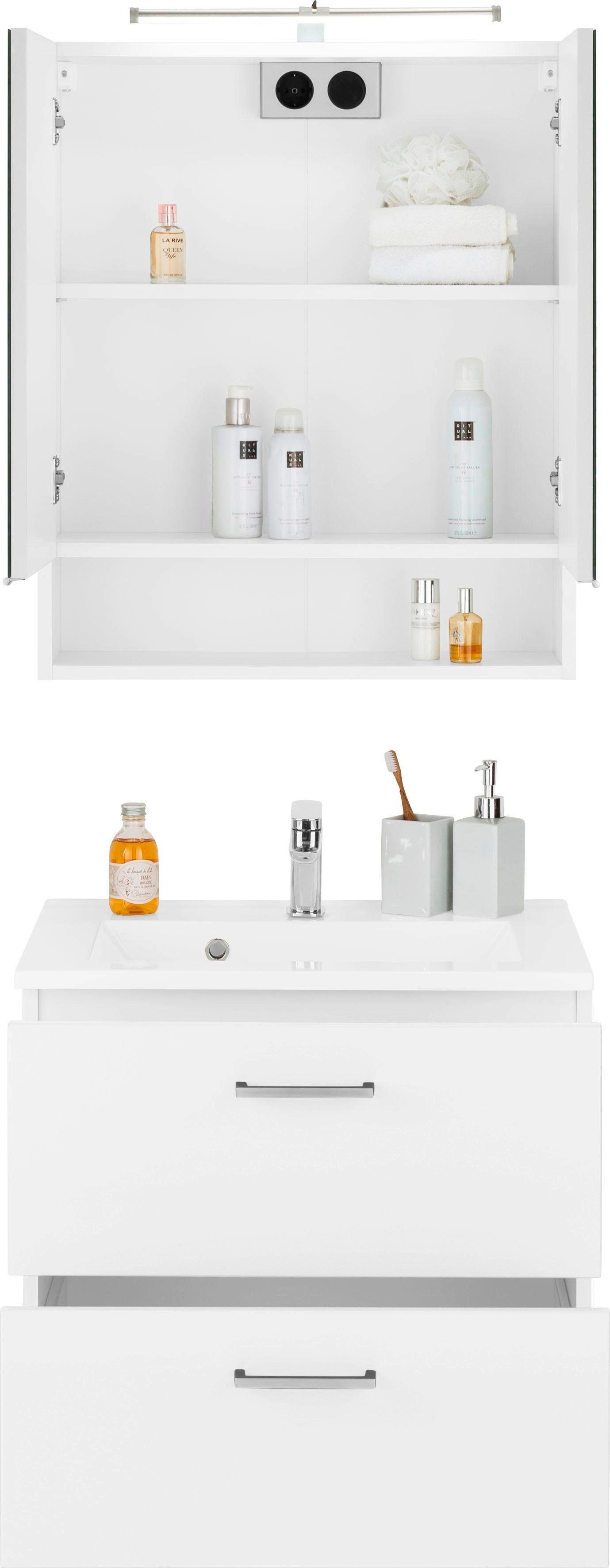HELD MÖBEL Badmöbel-Set Ribera, (2-St), Spiegelschrank Breite 60 cm, Waschtisch
