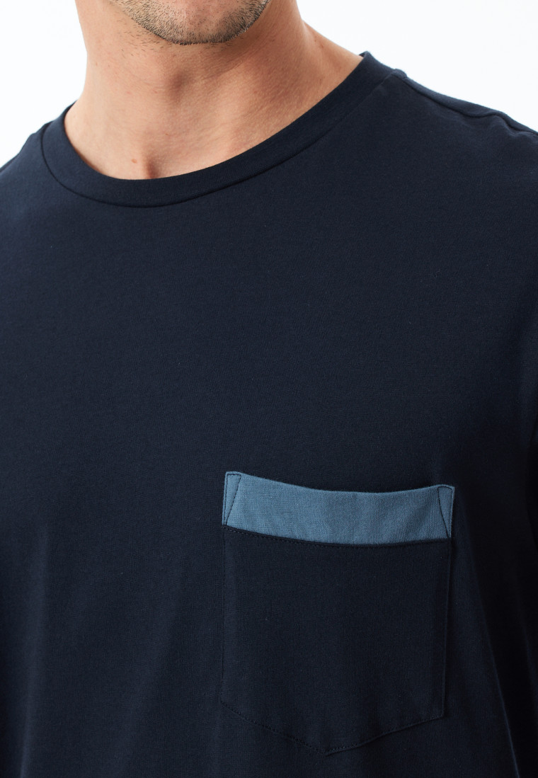 Schlafanzug lang Organic Cotton Karos nachtblau - Comfort Nightwear