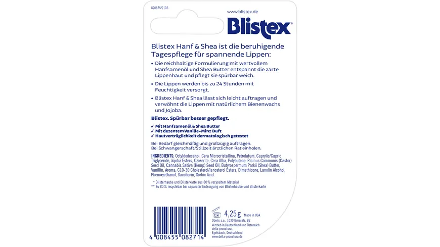 Blistex Lippenpflege Hanf & Shea Hydration 4.3 g