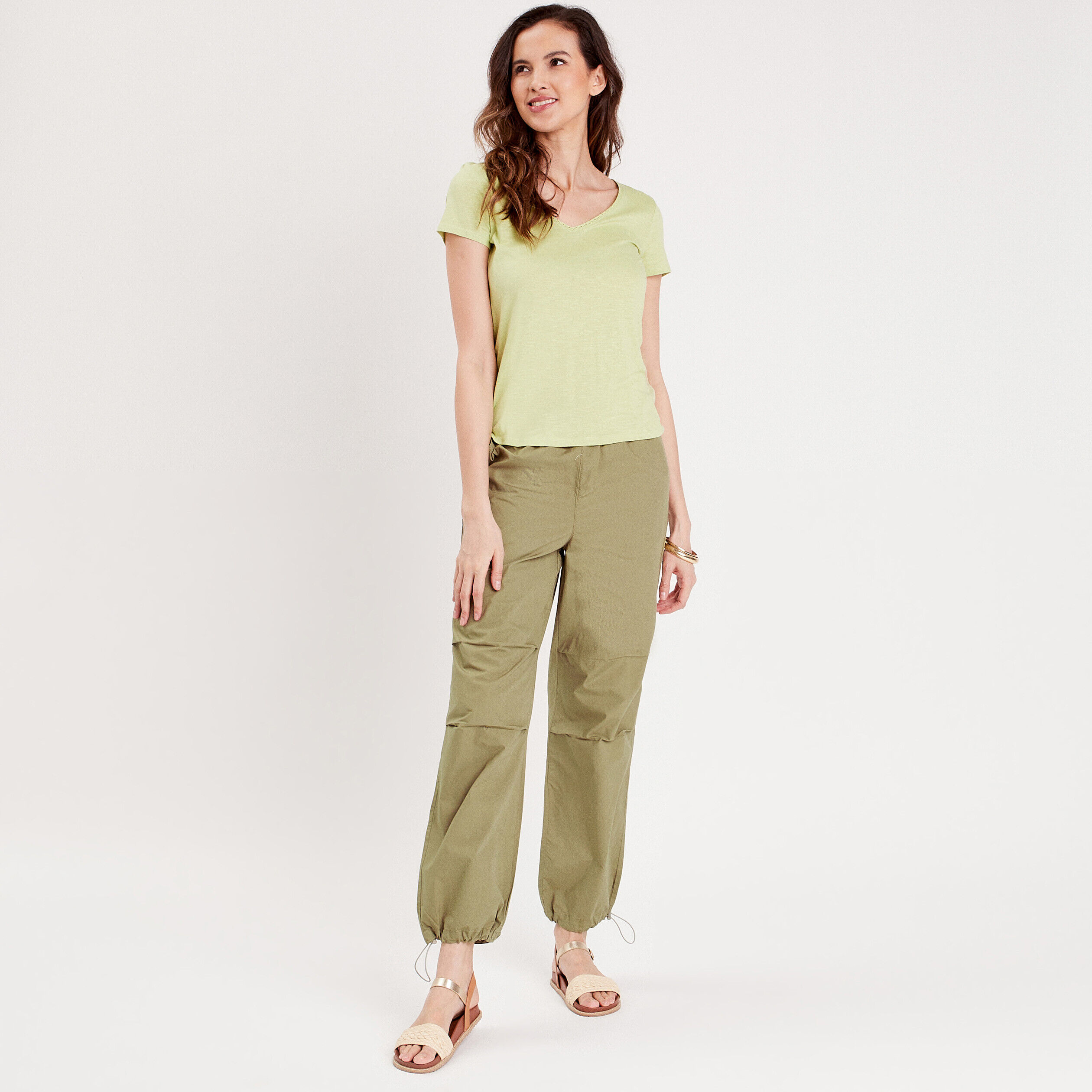 T-shirt manches courtes vert pastel femme | Cache Cache