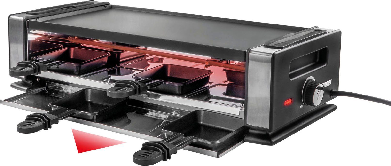 Unold Raclette Delice Basic 48760, 8 Raclettepfännchen, 1200 W