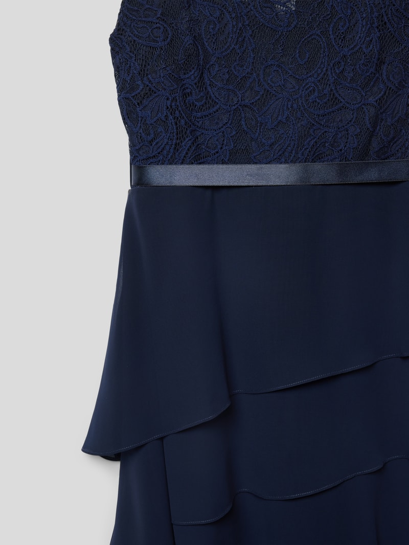 Kleid mit Spitzenbesatz in marineblau